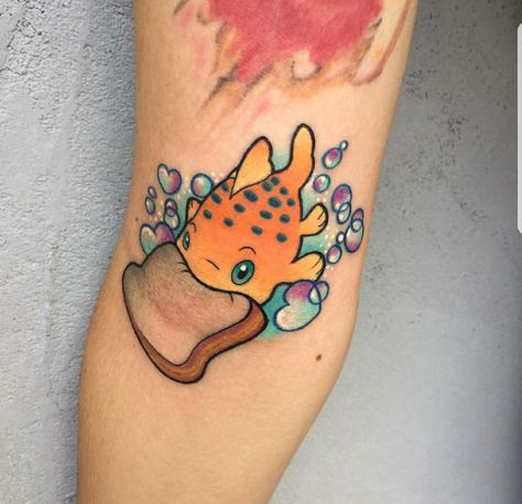 Pudge The Fish Tattoo, Pudge The Fish, Lilo And Stitch Tattoo, Print Making Designs, Cupid Tattoo, Lower Leg Tattoos, Disney Sleeve, Stitch Tattoo, Wicked Tattoos