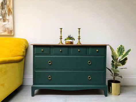 Green Chest Of Drawers, Green Sideboard, Blue Sideboards, Retro Sideboard, Painted Sideboard, British Furniture, Dressing Table Vanity, Painted Drawers, Painted Chest