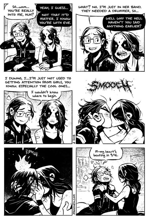 Caleb Core, Heavy Metal Comic, Erma Comic, Goth Memes, Goth Gf, Dark Comics, Crush Advice, Online Comics, Short Comics