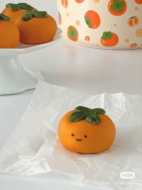 Mochi Character, Orange Mochi, Kawaii Recipes, Cute Mochi, Preschool Lunch, Homemade Cookbook, Food Shapes, Kawaii Cooking, Clay Things