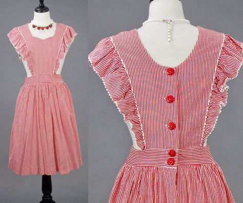 1940s Pinafore Dress, 40's Fashion, 40's Style, Forties Fashion, Candy Striper, 1940s Outfits, Clothes Wishlist, Classy Clothes, Uniform Dress