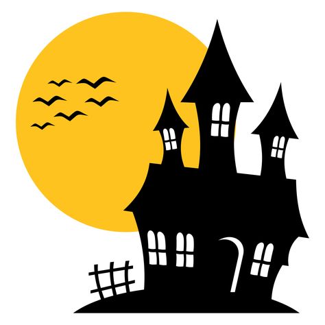 Haunted house silhouette Halloween Esl, Gambar Halloween, Haunted House Clipart, Labu Halloween, Imprimibles Halloween, Dekorasi Halloween, House Silhouette, Image Halloween, Casa Halloween