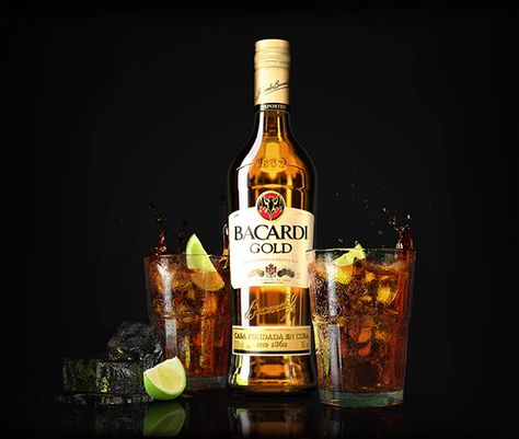 Bacardi Gold, Gold Bottle, Fun Summer Drinks, Gold Bottles, Liquor Drinks, 3d Image, Bourbon Street, 3d Studio, Bacardi