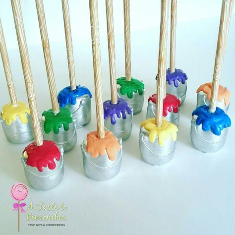 Art Theme Cake Pops, Art Cake Pops, Paint Cake Pops, Art Party Foods, Art Birthday Cake, Chocolate Popsicles, Cake Designs For Kids, Custom Cake Pops, Cake In A Can