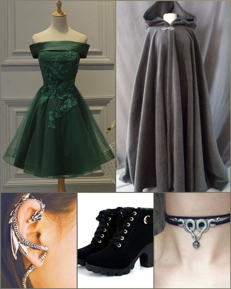 Formal Slytherin Outfit, Slytherin Party Dress, Slytherin Outfit Girl, Slytherin Outfit Casual, Slytherin Clothes Aesthetic, Slytherin Party Outfit, Slytherin Girl Outfit, Slytherin Outfits Aesthetic, Slytherin Aesthetic Outfit