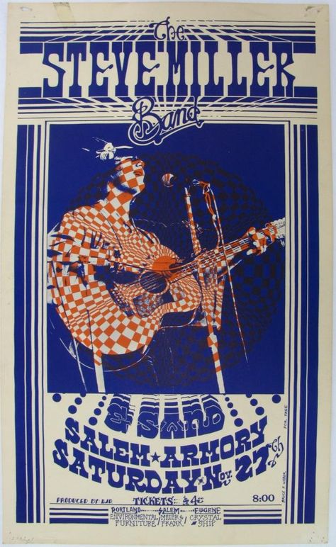 Steve Miller Band - Salem 1971 Rock Hall Of Fame, Steve Miller, Concert Poster Design, Steve Miller Band, Vintage Concert Posters, Music Concert Posters, Gig Poster, Bruce Dickinson, Pochette Album