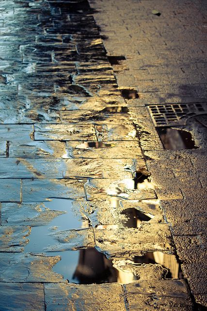 Wet street by David Teruel Wet Sidewalk, Surfaces Photography, Wet Street, Wet Pavement, London Rain, Urban Grunge, Reflection Photography, Wet Floor, Project Board