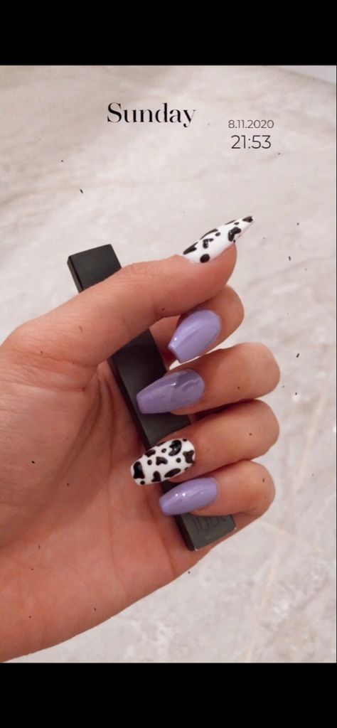 Purple Cowprint Nails, Purple Cow Print Nails, Purple Cow Print, Cow Print Nails, Cow Nails, Purple Cow, Print Nails, Nail Idea, Cow Skin