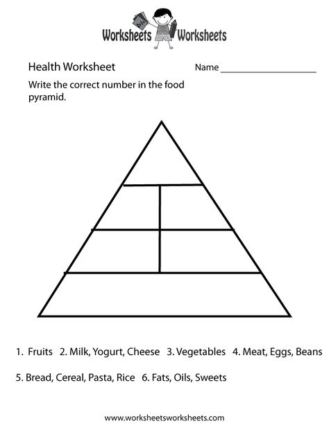 Food Pyramid Health Worksheet Printable Food Groups For Kids, Kids Nutrition Activities, Food Pyramid Kids, Nutrition Pyramid, Preschool Food, Middle School Health, School Health, Food Pyramid, Health Lessons