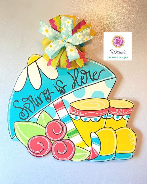 Happy First Day of Spring! #springishere #firstdayofspring #spring2024 #doorhangers #wilsonscreativedesigns Spring Door Decor, Dr Seuss Hat, Spring Door Hanger, Summer Door Hanger, Spring Craft, Summer Signs, Summer Pool Party, First Day Of Spring, Spring Door