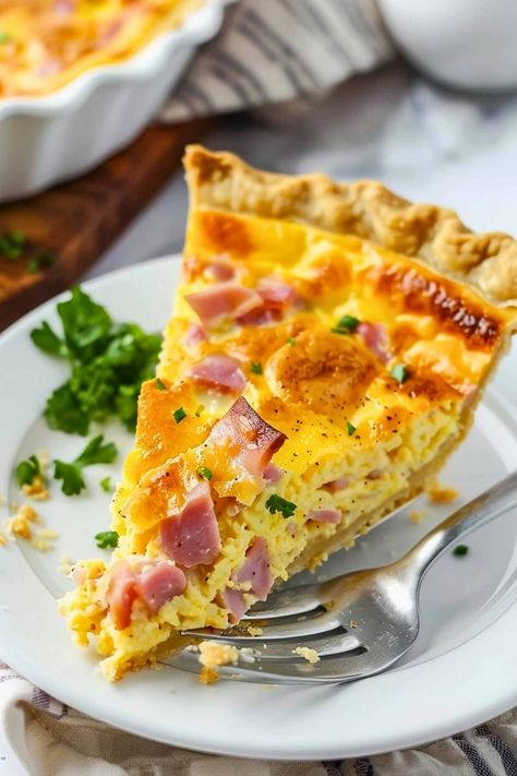 Easy Ham and Cheese Quiche - Insanely Good Best Quiche Recipe Ever, Ham Quiche Recipe, Egg Quiche Recipes, Ham Quiche, Cheese Quiche Recipe, Ham And Cheese Quiche, Ham Breakfast, Breakfast Quiche Recipes, Quiche Recipes Easy