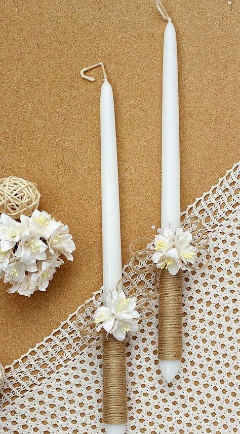 Rustic Unity Candle, Candles Rustic, Bridal Shower Decorations Rustic, Recuerdos Primera Comunion Ideas, Communion Decorations, Unity Candles, Christening Candle, Baptism Decorations, Chloe Rose