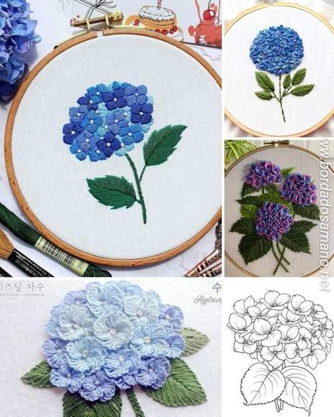 Diy Embroidery, Manado, Hydrangea, Hand Embroidery, Embroidery