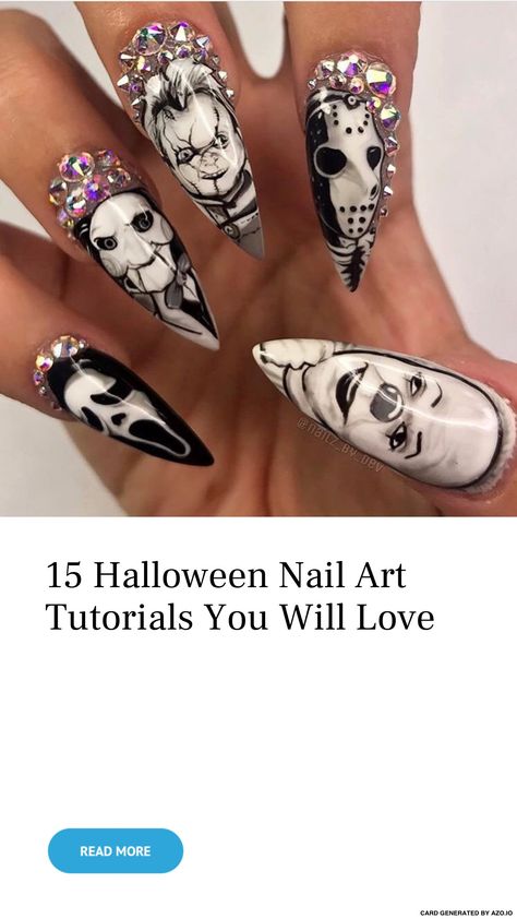 Cat Nail Designs, Halloween Nail Art Tutorial, Black And White Cats, Skull And Cross Bones, Nail Art Tutorials, Cross Bones, Cat Nails, Halloween Nail, Halloween Nail Art