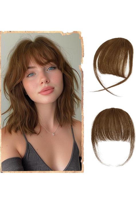 SOFEIYAN Clip in Bangs 100% Real Human Hair Extensions Clip On Wispy Bangs Air Bangs Fringe With Temples Hairpieces Brown Natural Hair Clip in Hair Extension Curved French Bangs for Women Daily Wear Real Human Hair Extensions, Wispy Bangs, Clip In Extensions, Real Human Hair, Clip In Hair Extensions, Human Hair Extensions, Clip Ins, Hair Pieces, Hair Tutorial