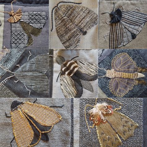 Textile Butterflies, Zwia Lipkin, Moth Quilt, Textiles Collage, Customizing Clothes, Butterfly Quilts, Texture Study, Interesting Quilts, Moth Jewelry