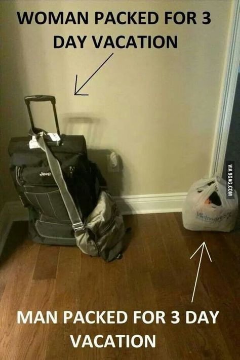 Hahaha woman vs man travel luggage Packing Meme, Packing For Vacation, Vacation Meme, Men Vs Women, Vacation Packing, Man Vs, Man Set, Memes Humor, Meme Funny