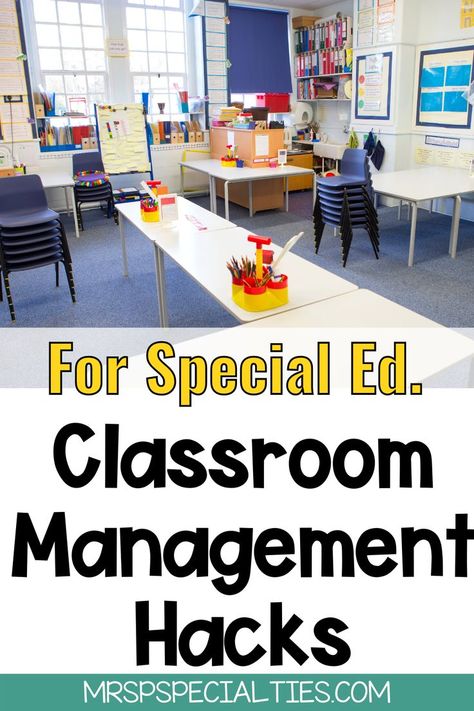 Start using these classroom management hacks in your special education class today to improve behavior, learning, and attending skills. Implementing these easy tips and systems to increase student learning, decrease off task behaviors, and better support students and staff. These ideas will help you better manage supervising paras & therapists, speed up lesson planning and reduce your teacher stress. Click to read the tips to make your classroom run smoother. Behavior Management Special Education, Classroom Management Ideas, Elementary Special Education Classroom, High School Special Education, Life Skills Curriculum, Sped Classroom, Life Skills Classroom, Self Contained Classroom, Special Education Elementary