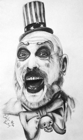 Captain Spaulding by GodfatherChide on DeviantArt Captain Spalding Drawing, Captain Spaulding Tattoo Design, The Devils Rejects Tattoo, Captain Spaulding Art, Captain Spaulding Drawing, Clowns Wallpaper, Captain Spaulding Tattoo, Horror Characters Tattoo, Captain Spalding