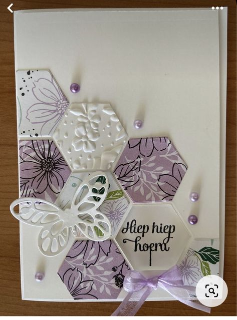 Hexagon Cards, Beautiful Shapes, Bee Cards, Cardmaking And Papercraft, Shaped Cards, Embossed Cards, Birthday Cards Diy, Butterfly Cards, Punch Cards