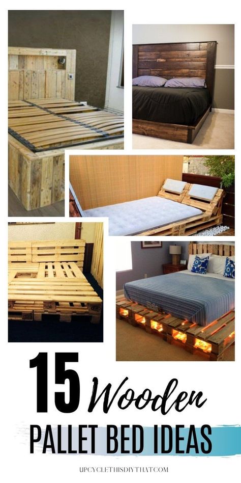 Bed Frame From Pallets Diy, How To Build A Pallet Bed Frame, How To Make A Bed Out Of Pallets, Wooden Pallet Bed Frame Diy, Bedframe Pallet Diy, Pallet Bed Frame King Size, Diy Pallet Bed With Storage, Diy Bed Pallet, Bed Frame Made From Pallets