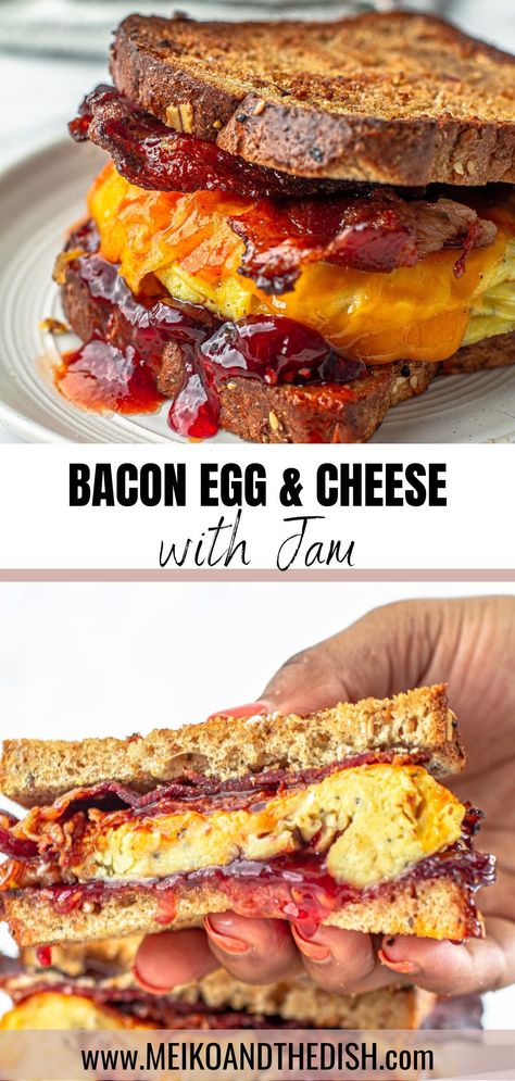 Loaded Breakfast Sandwich, Bacon Egg Grilled Cheese, Ciabatta Sandwich Recipes Breakfast, Bacon And Egg Breakfast Sandwich, Bacon Egg Cheese Sandwich, Sandwich Melts Recipes, Bacon Breakfast Sandwich Recipes, Cheese With Jam, Egg And Bacon Sandwich