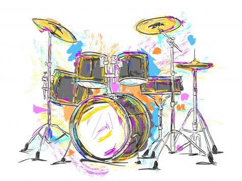 Hand drawn drums Free Vector | Premium Vector #Freepik #vector #background #hand #hand-drawn #wallpaper Drum Painting, Drums Artwork, Drum Tattoo, Drums Art, Art Musical, Music Artwork, Desenho Tattoo, Musical Art, Logo Vintage