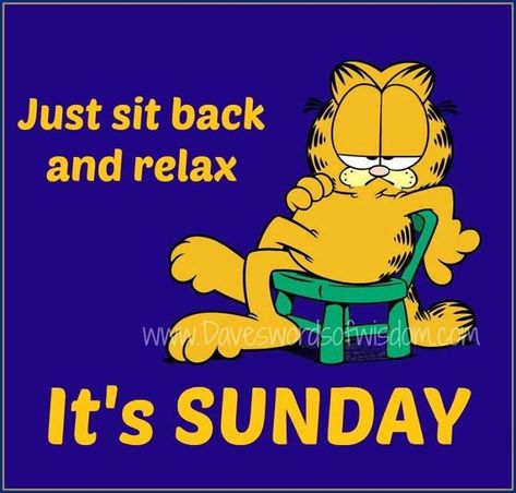 Relax it's Sunday quotes quote garfield days of the week sunday sunday quotes happy sunday happy sunday quotes Garfield Quotes, Its Sunday, Sunday Humor, Garfield The Cat, Garfield Christmas, Sunday Pictures, Garfield Cartoon, Garfield Comics, Garfield And Odie