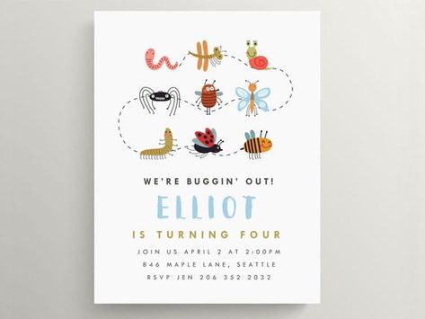 Hey, I found this really awesome Etsy listing at https://www.etsy.com/listing/699311934/buggin-out-invitation-bug-birthday Bug Baby Shower, Cute Bugs, Bug Party, Third Birthday Party, Classroom Valentine, A2 Size, Third Birthday, Some Cards, Party Invite