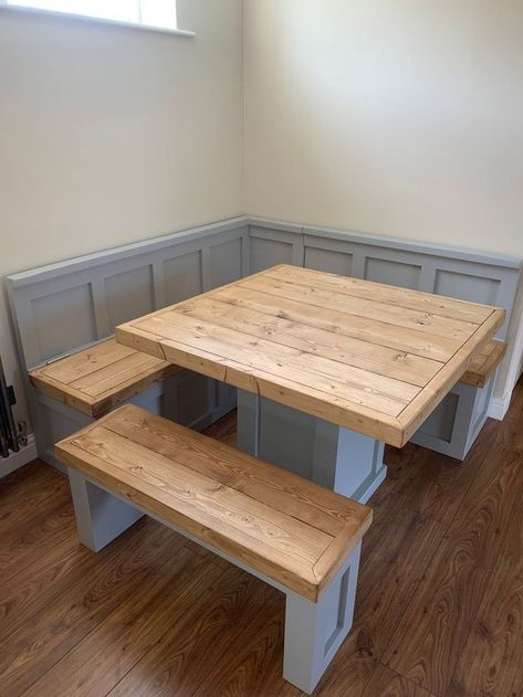 Kitchen Table With Bench Seating Farmhouse Dining Nook, Farmhouse Nook Table, Table For Banquette Seating, Banquette Seating In Small Kitchen, Dining Room Corner Table, Kitchen Nook Mudroom, Small Table With Bench, Diy Corner Dining Bench, Bar Seating Ideas