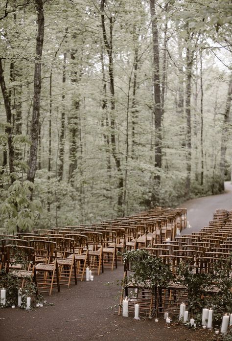 Stunning Woodland Wedding in Great Smoky Mountain National Park. Forest Wedding Ceremony, Forest Weddings, Wedding Ceremony Setup, Midsummer Nights Dream Wedding, Wedding Ceremony Ideas, Curated Wedding, Knoxville Wedding, Rustic Wedding Venues, Lodge Wedding