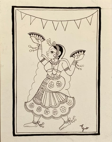 Phad Art Design, Cheriyal Art, Narrative Painting, Madhubani Designs, Painting Line Art, Phad Painting, Round Painting, Rajasthani Painting, Handmade Paper Art