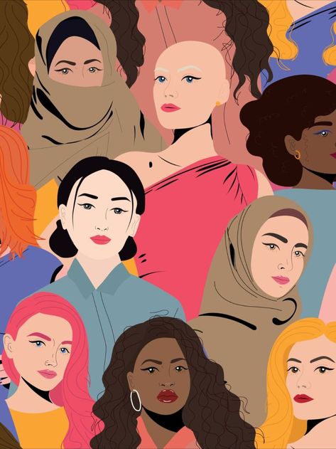 Womens History Month Women's Month Illustration, Womens History Month Wallpaper, Women’s History Month, Woman History Month, Women History Month Projects, Valentine Paintings, Billboard Ideas, Women Of History, Diversity Art