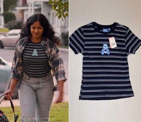 Never Have I Ever: Season 3 Episode 4 Devi's Striped Care Bare Embroidered T Shirt Devi Inspired Outfits, Devi Outfits Never Have I Ever, Devi Outfits, Never Have I Ever Outfits, Never Have I Ever Devi, Tv Outfits, Embroidered T Shirt, Where To Buy Clothes, Never Have I Ever