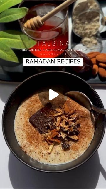 Talbina Recipe, Ramadan Foods, Barley Porridge, Barley Benefits, Barley Powder, Ramadan Recipe, Chopped Dates, Cinnamon Almonds, Cardamom Powder