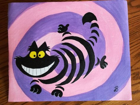 Cheshire Cat Easy Drawings, Easy Cheshire Cat Drawing, Chester Cat Drawing, Alice In Wonderland Acrylic Painting, Alice In Wonderland Painting Easy, Cheshire Cat Painting, Beetlejuice Painting, Cheshire Cat Drawing, Alice In Wonderland Paintings