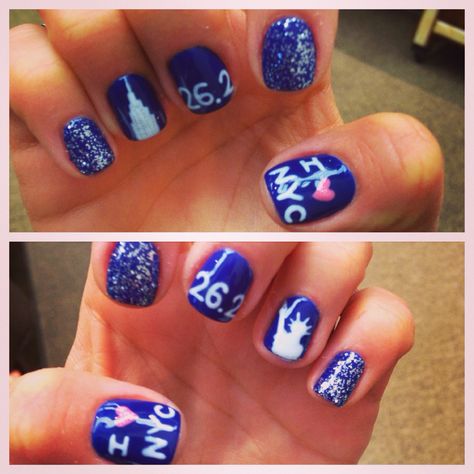 My festive nails for the big race! #RobynRunsNYC Nyc Marathon Nails Design, Nyc Marathon Nails, Marathon Nails Design, Marathon Nails, Ny Marathon, New York Marathon, Nyc Nails, Nyc Marathon, Festival Nails