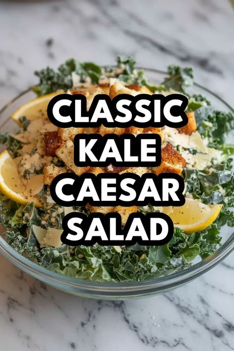 A photo of a  Classic Kale Caesar Salad a Kale Salad Recipes Sweetgreen Kale Caesar Recipe, Caesar Kale Salad, Kale Caesar Salad Recipes, Creamed Kale Recipes, Kardashian Salads Recipes, Kale Salad Dressing Recipes, Baby Kale Salad Recipes, Lacinato Kale Recipe, Kale Cesar Salad