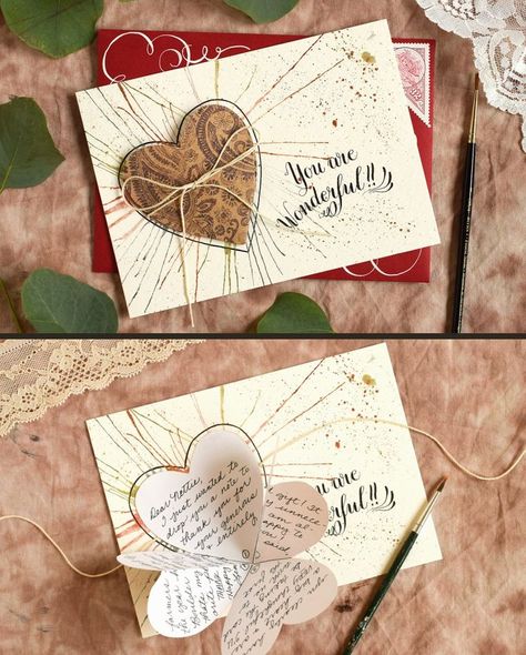 Folded Heart Handmade Card Tutorial (On cards 4 + fav) Folded Heart, Anniversary Journal, Journaling Printables, Saint Valentin Diy, Valentines Bricolage, Heart Diy, Narnia Books, Cards For Boyfriend, Diy 3d