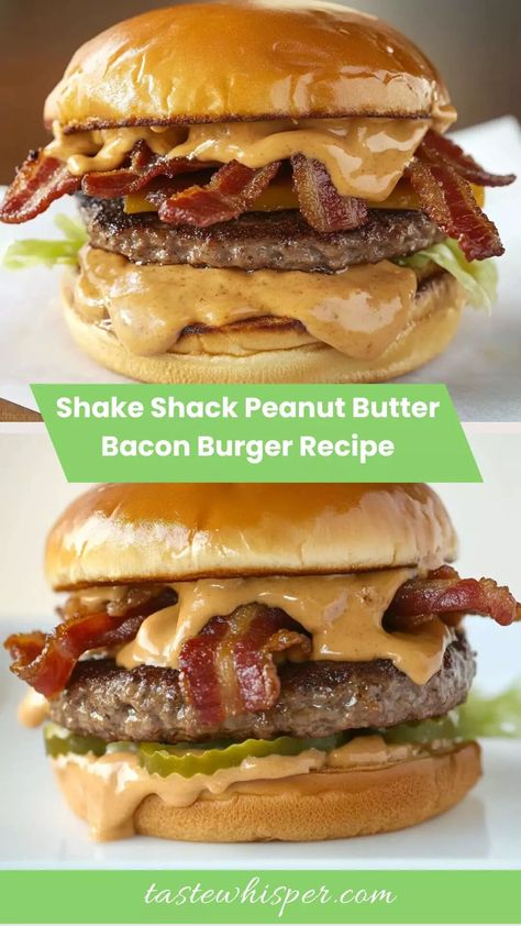 Peanut Butter Sauce For Burgers, Peanut Butter Burger, Bacon Burger Recipes, Peanut Butter Bacon, Peanut Butter Sauce, Bacon Burger, Kitchen Smells, Shake Shack, Gourmet Burgers