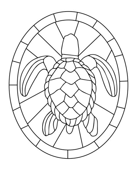 Turtle Stained Glass Patterns Glass Tracing Art, Easy Stained Glass Painting, Stained Glass Art Templates, Stained Glass Drawing Ideas, Mosiac Art Pattern Free Printable, Patterns For Stained Glass Ideas, Mosaic Art Template, Glass Art Templates, Glass Patterns Design