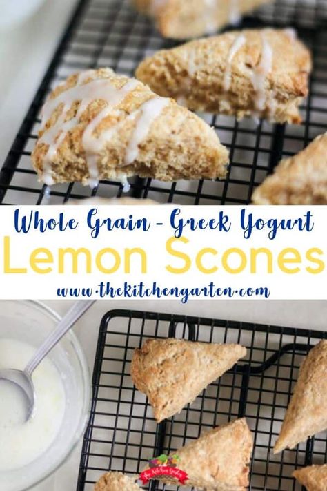 Scones Recipe Healthy, Glazed Scones, Easy Scones, Lemon Scones Recipe, Greek Yogurt Recipe, Healthy Scones, Lemon Scones, Scones Easy, Yogurt Recipe