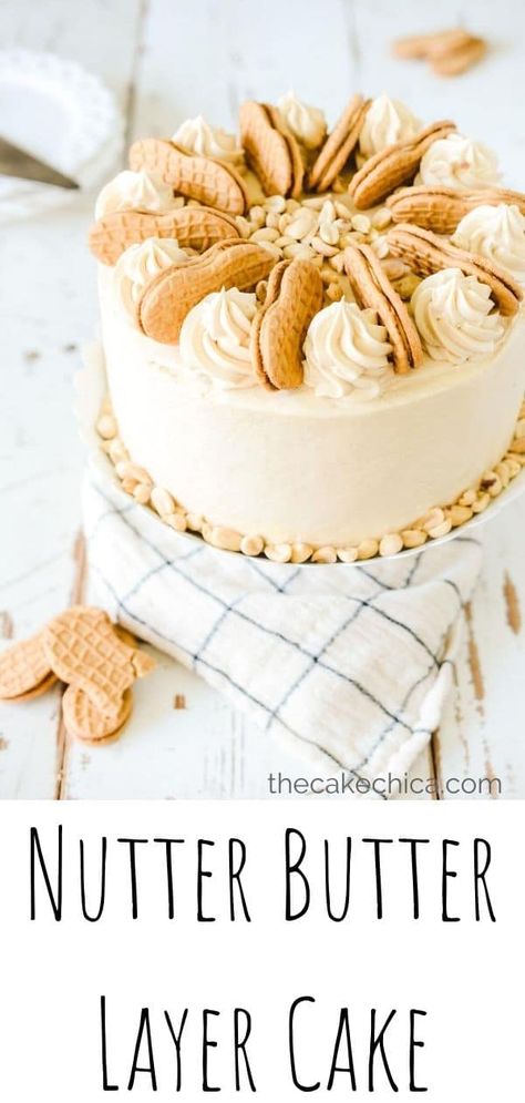 Peanut Butter Cake Filling Recipes, Peanut Butter Cake With Chocolate Icing, Peanut Butter Cake Ideas, Fluffernutter Cake, Nutter Butter Cake, Peanut Butter Cake Filling, Peanut Butter Cakes, Cakes With Peanut Butter, Peanut Butter Birthday Cake