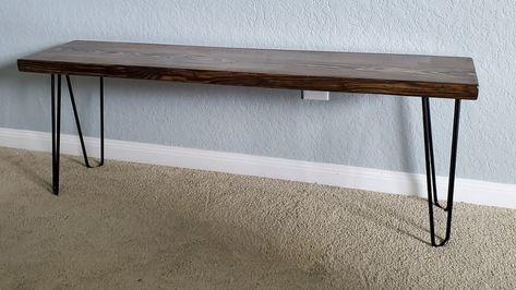 Diy Hairpin Bench, Hairpin Bench, Diy Hairpin, Simple Diy, Extra Seating, Love A, Check It Out, Entryway Tables, Hair Pins