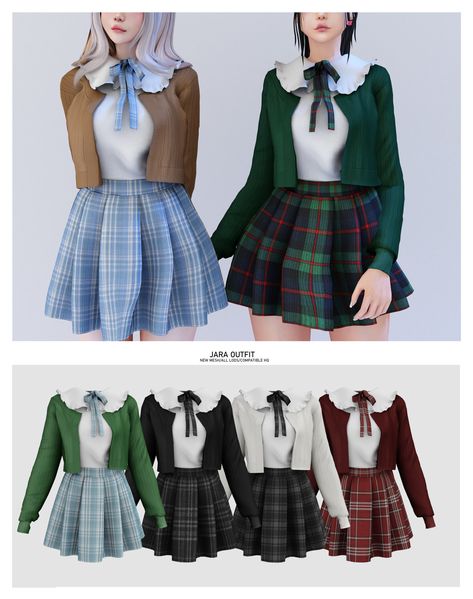 Sims 4 Korean High School, Sims4 Uniform Cc, Sims 4 Japanese Uniform, J Fashion Sims 4 Cc, Sims 4 Cc Japanese School Uniform, Sims 4 Striped Shirt, Sims 4 School Uniform, Nerd Outfits, Free Sims 4