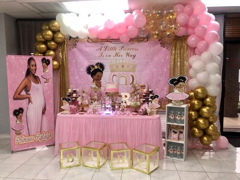 To view more details visit @sweetdreamzevents on instagram or facebook Black Princess Birthday Party Ideas, Black Princess Baby Shower Theme, Princess Theme Baby Shower Ideas, Princess Baby Shower Theme, Princess Baby Shower Ideas, Princess Theme Party Decorations, Pink Princess Baby Shower, Baby Afro, Pink Baby Shower Decorations