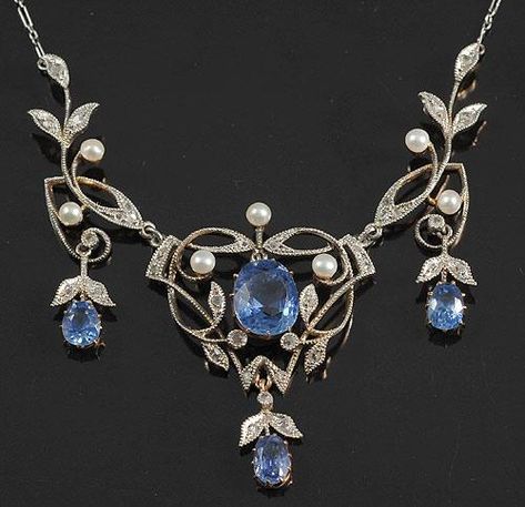 Edwardian Jewelry, Filigree Necklaces, Diamond Necklaces, Blue Stones, Art Nouveau Jewelry, Royal Jewels, Ruby Jewelry, Antique Necklace, Victorian Jewelry