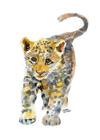 Jaguar Watercolor Baby Jaguar, Safari Nursery Art, Large Poster Prints, Leopard Animal, Arte Animal, African Animals, Jungle Animals, Watercolor Animals, Watercolor Art Prints