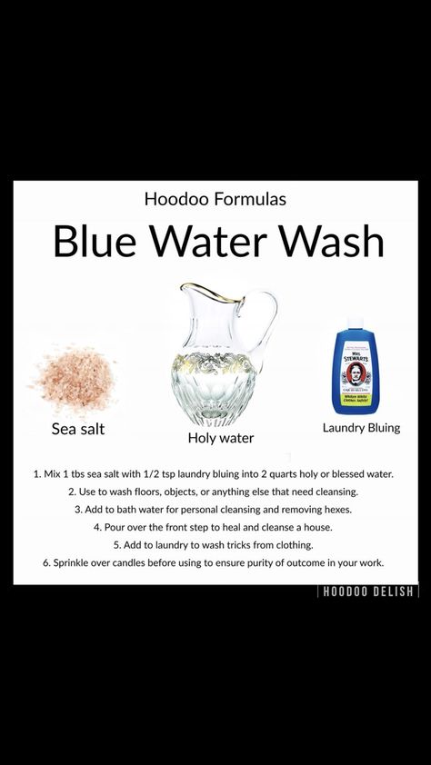 Indigo Water Hoodoo, Spiritual Floor Wash Recipe, Floor Wash Magical, Cleansing Floor Wash, Hoodoo Delish, Spiritual Water, Ancestors Quotes, Magick Oil, Protection Sigils