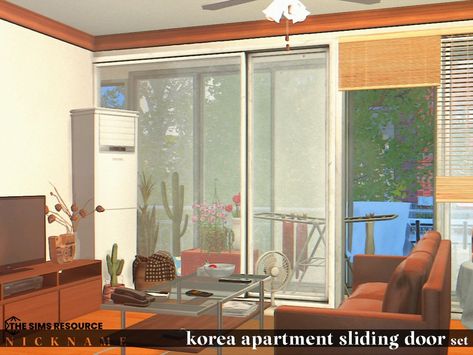 Korea Apartment, Apartment Door, Door Sets, Maxis Match, The Sims Resource, Sims Resource, Sliding Door, Sliding Doors, The Sims